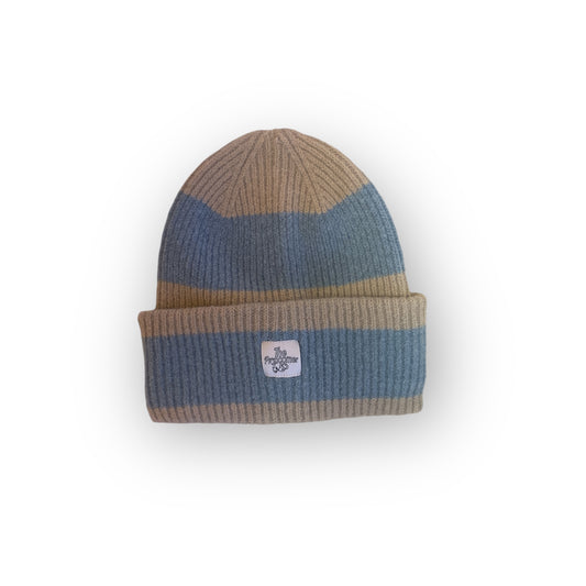 THE PROPCORNER stone blue color block beanie