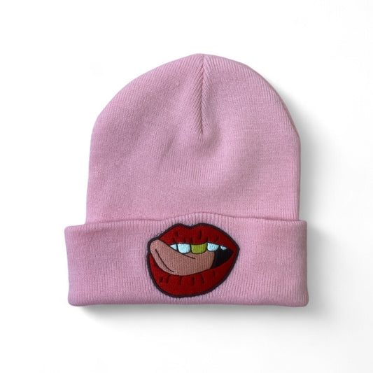 lips rose beanie